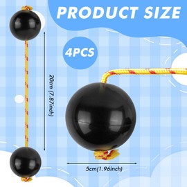 LEKEFETO [4 Pieces] African Rhythm Shaker, Traditional Hand Percussion with 2 Balls per Strand - Perfect for Weddings, Music Lessons & Parties (Graphite Colour)