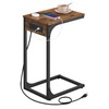 VASAGLE C-Shaped Side Table, End Table with Charging Station, C