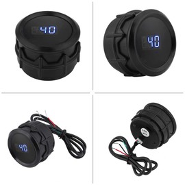 Ouitble Car Thermometer, 2 Inch 52 mm Car Blue LED Digital Water Temperature Display Kit with Temperature Sensor for Various Vehicles, Black