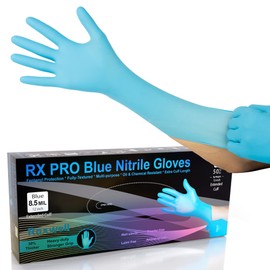 Raxwell Raxwell Rubber Gloves Disposable Latex Free | Extended Cuff 8.5 Mil Long Heavy Duty Nitrile Gloves XX-Large | 50 Count | Powder Free, Food Grade & Safe | Rubber, Ambidextrous & Non Latex