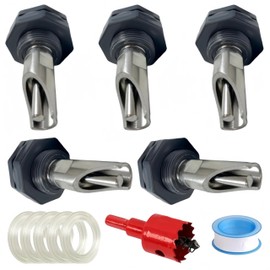 Pig Waterer Nipples,5 Pack Stainless Steel Pig Waterer Nipples with PVC Tank Connectors,Pig Waterer Nipple Barrel Kit,for Sows Piglets Drinking