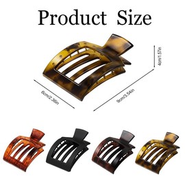 4 Pcs Flat Square Hair Clips,Square Flat Hair Claws for Women Girls,Curved Claw Clips for Women Girls,Women Non-Slip Duck Bill Hair Barrettes,Strong Hold Side Hair Clamps For Thick Thin Hair (A)