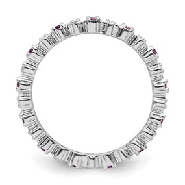 GemApex Eternity Ring Band 925 White Sterling Silver Stackable Expressions Amethyst Diamond 0.05ct 0.26ct