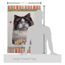 Breeze Decor Mitted Ragdoll Happiness House Flag 2 pcs Pack Cat Kitten Meow Spoiled Paw Fur Pet Nature Farm Animal Creature Decoration Banner Small Garden Yard Gift Double-Sided, Made in USA