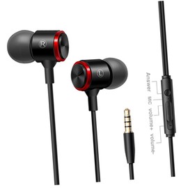 Operitacx Metal In-ear Earphones Heavy Bass Sound Quality Wired Control for Mobile and Pc Ergonomic Design Build Black