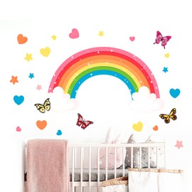 DHWEKU Wall Sticker Rainbow Wall Sticker Clouds Butterflies Girls Wall Sticker Wall Decoration for Girls Room Nursery Baby Room