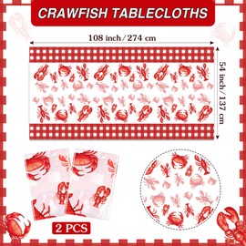 Chicingyou 2 Pcs Crawfish Tablecloth Disposable Lobster Table Covers 108 x 54 Inches Plastic Lobster Table Cloth for Crawfish Boil Party Supplies