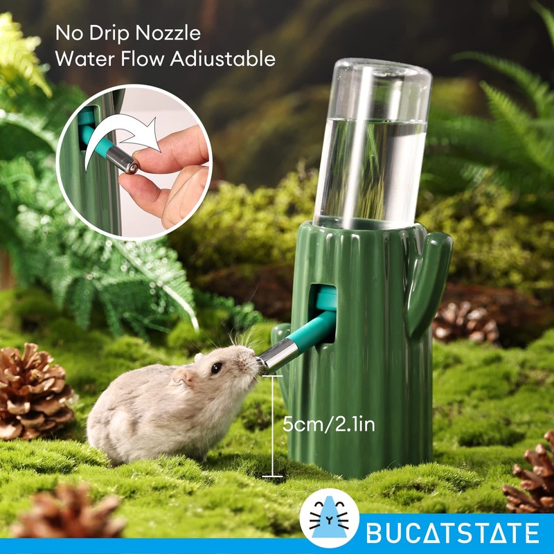 BUCATSTATE Cactus Ceramic Leakproof Hamster Water Bottle Guinea Pig Water