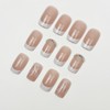 24Pcs White French Tip Press on Nails Short Square Fake