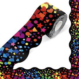 100 Feet Bulletin Board Borders, Confetti Scalloped Borders Bulletin Board Border, Colorful Border Trim, Used for School, Classroom & Offices