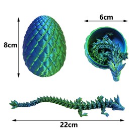 3D Printed Dragon with Egg - Flexible Joints, Realistic Stacked Texture, Vivid Decorative 3d Printed Fidget Toy Figurine for Home, Office, Desk, or Shelf Decor Unique Gift for Fantasy（Laser Green）