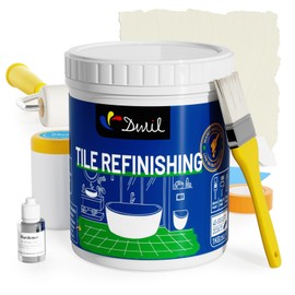 DWIL Tub Paint, Tub and Tile Refinishing Kit with Tools, White Bathtub Paint Water Based &Low Odor, Easy to Use for Sink Bathroom Shower, Semi-Gloss Vanilla White 35oz/50-55sq.ft