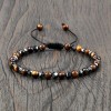 Unbranded Natural Tiger Eye Obsidian Faceted Hematite Beaded Bracelet Triple