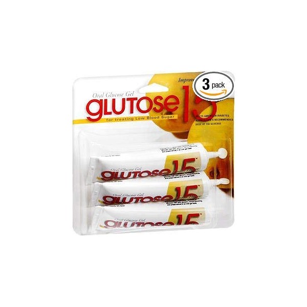 Glutose15 Oral Glucose Gel Lemon Flavor, 3 - 1.3 oz Tubes, Pack of 3