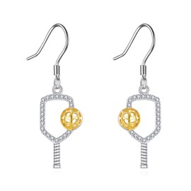 Pickleball Earrings Sterling Silver Ball Dangle Earrings Sport Mother's Day Jewellery for Women Mum