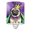 Caroline's Treasures Pug King of Mardi Gras Ceramic Night Light