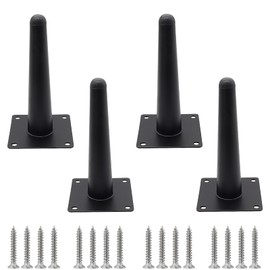 Cjueiom 6 Inch / 15cm Straight Furniture Legs Black Sofa Legs Set of 4, Mid-Century Couch Legs Heavy Duty Coffee Table Legs, Tapered Chair Feet Metal Cabinet Legs Replacement for Cupboard Ottoman