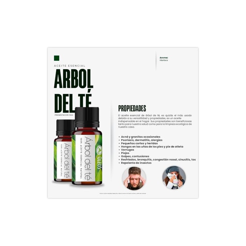 VIDA SCENTS OLEOS Aceite Esencial de Árbol Té 10 ML