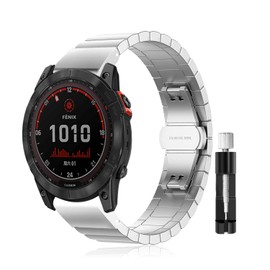LanQii 26 mm QuickFit Metal Bracelet for Garmin Tactix 8 51 mm/Enduro 3/2/1/Descent Mk3i/Mk2i/Mk2/Mk1, Stainless Steel Replacement Strap for Garmin Fenix 8 51 mm/7X Pro Solar/7X/6X/6X Pro/5X/5X Pulse