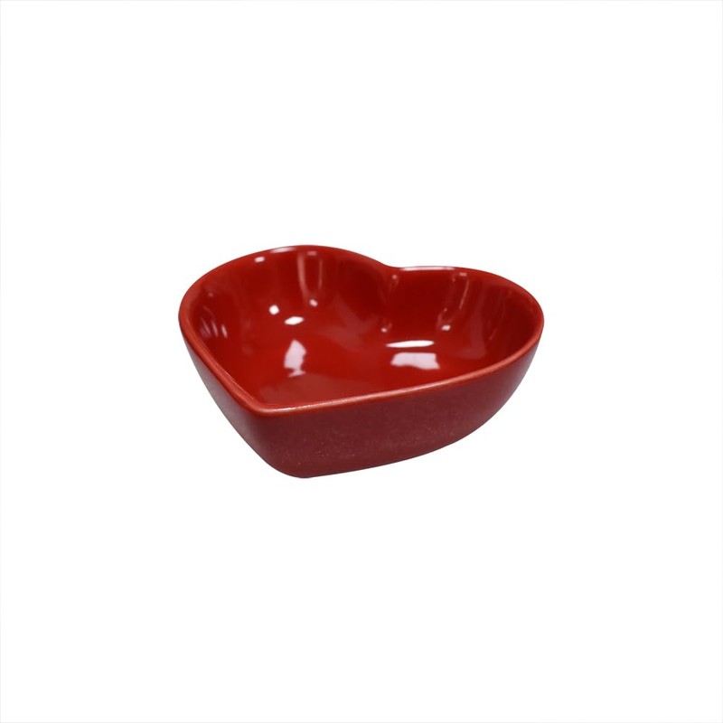 Albedel Red 6 pcs Heart Shaped Porcelain Soy Sauce Dish