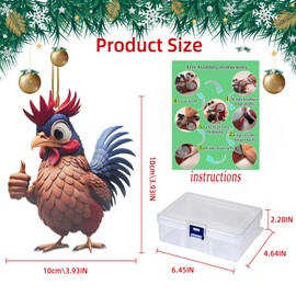 Gadluckki 2025 Cute Cartoon Rooster Hanging Pendant, 6PCS Acrylic Chick Ornament for Car Interior, Lifelike Chicken for Christmas Tree Hanging Decoration Window Wall Home Lovely Animal 10cm/3.93in