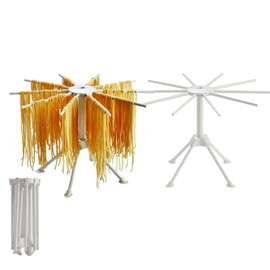 2 Pack Foldable Pasta Drying Rack, Homemade Fresh Spaghetti Stand Collapsible Dryer Noodle Hanger for Kitchen with 10 Arms, White
