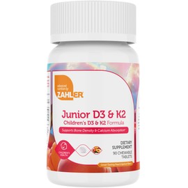 Zahler - Junior Vitamin D3 + K2 Chewable Tablets for Kids| Vitamin D for Kids 2000 IU | Delicious Vitamin D K2 Chews to Support Healthy Bones & Teeth - Kosher, Less Sugar Than Gummies (90 Count)