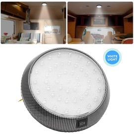 Riloer Car Reading Light 12V 46-LED Round Car Auto Interior Roof Ceiling Dome Indoor Reading Trunk Light Super Bright Lamp White Carbon Pattern Style, 2-Pack