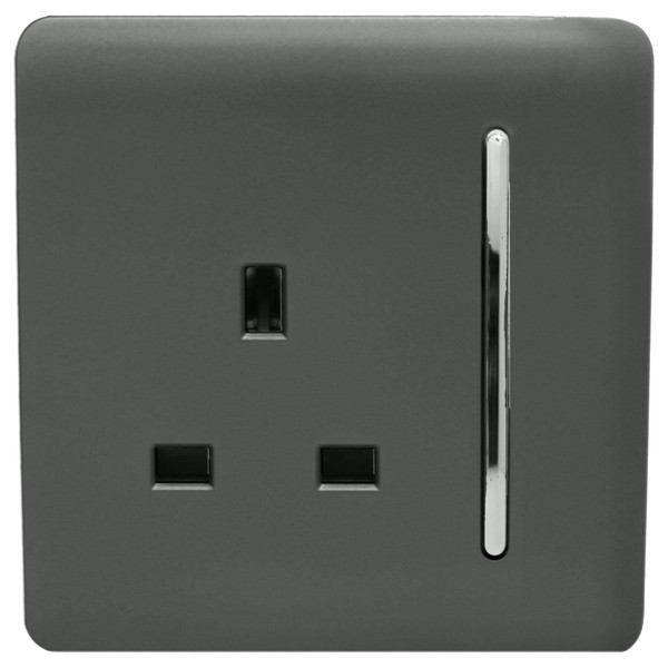 Trendi 1 Gang Raised Artistic Modern Glossy Screwless 13 Amp
