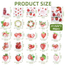 46PCS Strawberry Stickers,Mini Size Cute Strawberry Scrapbook Stickers,DIY Decoration Stickers Set for Travel Case, Laptop, Planners, Calendars, Scrapbook, Suitcase, Notebooks, Journal