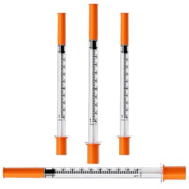 U-100 1mL/cc Lab Syringes with 29G 1/4''(6mm) Needle Disposable Individually Wrapped, Pack of 25