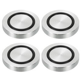 uxcell M8 Thread 50mm / 2" Dia 8mm Thick Aluminum Circle Disc Glass Top Adapter 4pcs Round Solid Table Feet Pad Plate Hardware with Anti-Slip Rubber Ring