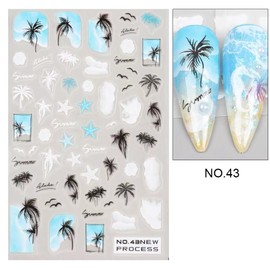 6 Sheets Summer Nail Art Stickers 3D Self-Adhesive Embossed Seashell Nail Stickers Cute Nail Decals Marine Ocean Starfish Nail Art Design Decals for Nail Art Supplies Accessories