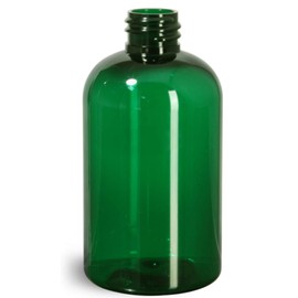 Premium Essential Oil 4 Ounce Boston Round Bottles, PET Plastic Empty Refillable BPA-Free, with White Ribbed Lined Non-Dispensing Caps (Pack of 12) (Green)