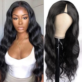 Xagujpo Body Wave V Part Wigs Human Hair for Women Glueless Upgrade U Part Wigs Machine Made Clips in V Part Wig Leave Out Real Scalp Beginner Friendly Natural Color 210% Density 22Inch