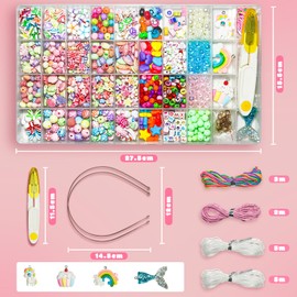 IBOPUXIU Geschenke für Mädchen, DIY Bastelset für Kinder ab 6 Jahren, Armbänder selber machen mit 36 Farben, Perlen zum Auffädeln und Schmuck basteln