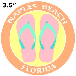 Athena Brands Flip Flops Naples Beach Florida - Car Truck Window Bumper Graphics Sticker Decal - Sunset Orange