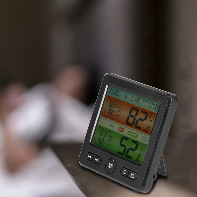 Indoor Temperature Humidity Gauge Clock Large Screen Electronic Digital Display