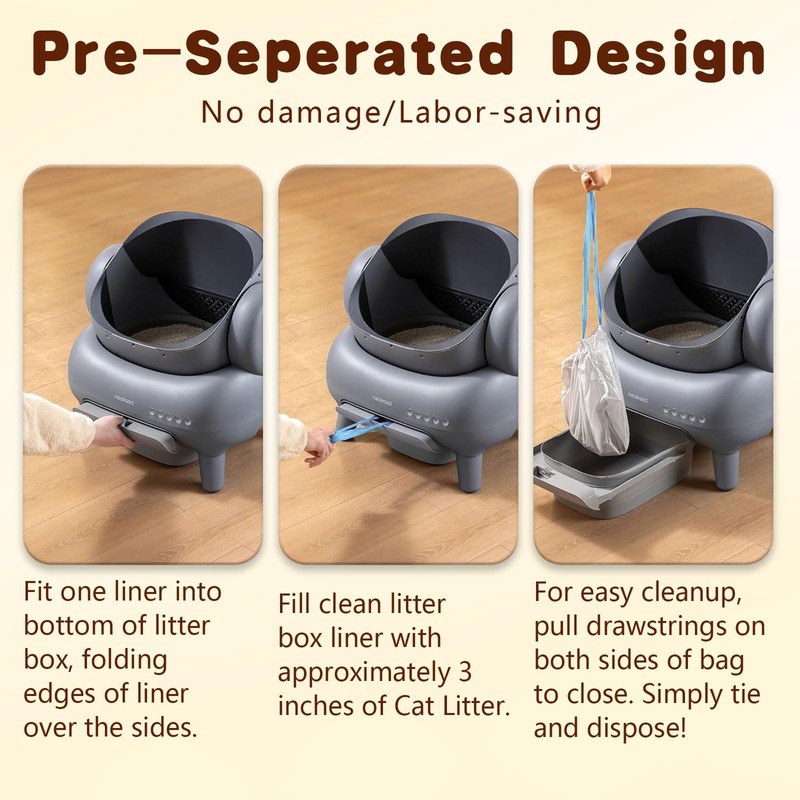 120 Count Cat Litter Box Liners for Neakasa and PetPivot