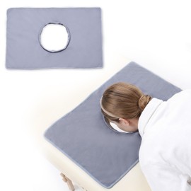 Massage Table Cover Towel with Face Cradle Hole,for Spa Foot Care and Clinic Use and Breathable Design,1PC Gray(38CM*19CM)