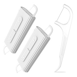 2 Pcs Travel Mini Refillable Dental Flossers Case,with 10 Count Floss Picks Organizer,Pocket Floss for Traveling and Outgoing,Best Dental Tools for Teeth Clean(White,2Pcs)