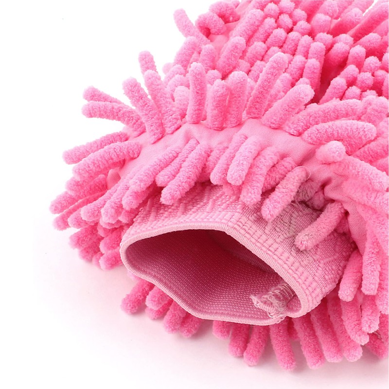 uxcell Car Cleaning Washing Microfiber Mitten Glove Pink
