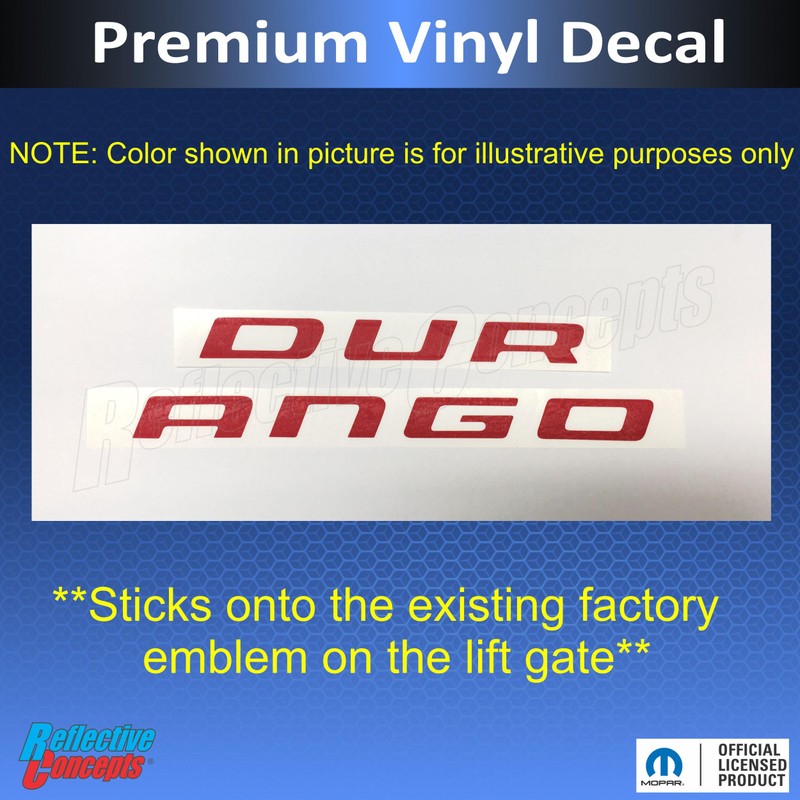Reflective Concepts Durango Lift Gate Emblem Overlay Decal Sticker -