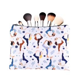 Yoga Travel Makeup Cosmetic Bag Gifts for Yoga Instructor Small Canvas Toiletry Bag Pilates Birthday Christmas Makeup Pouch for Pilates Instructor Zipper Skincare Bags for Party Favor