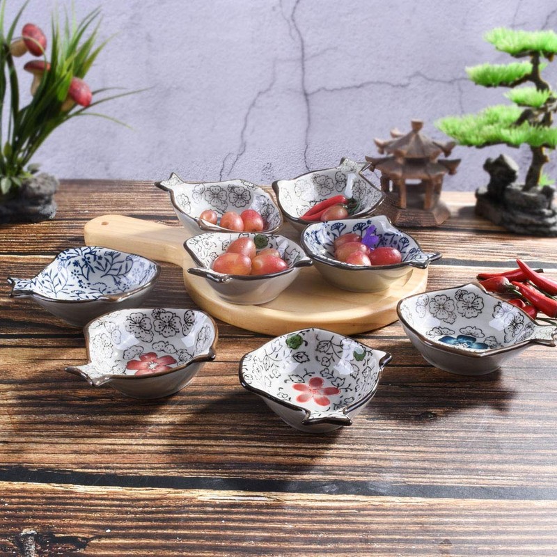 Cerficer Japanese Soy Sauce Dishes Set of 8 Ceramic Dipping