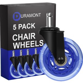 Office Chair Wheels for Carpet and Hardwood Floors Laminate Heavy Duty Casters mat Rubber Silicon Rollers Wheels Replacement Desk Chair Accessories (Blue)