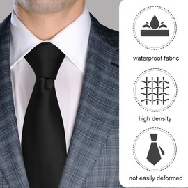 BEWDIO Black Skinny Ties for Men, Silk Satin Tie with Clip for Wedding Party (65-01M)