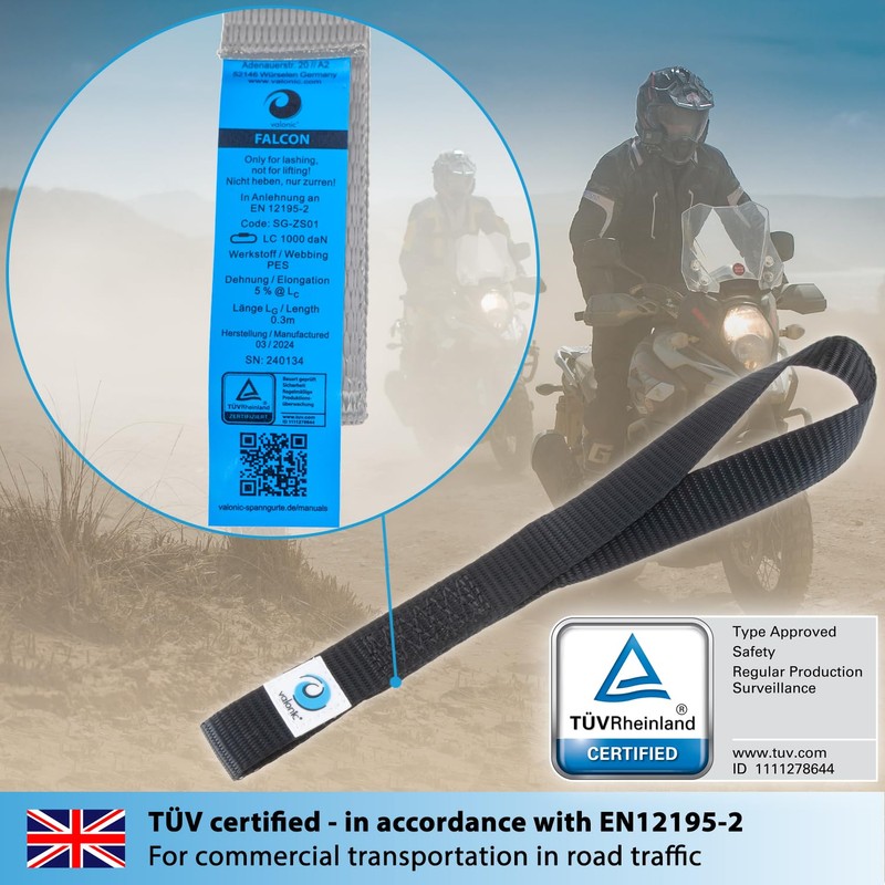 valonic FALCON - 4x soft loop tie down straps, 30cm,