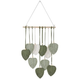 janeunique Macrame Wall Leaf Hanging Boho Home Decorations Bohemian Woven Handmade Art for Bedroom Living Room Apartment Decor