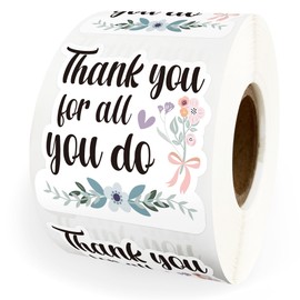 500pcs Thank You for All You Do Stickers, Appreciation Stickers for Teachers Volunteers Heathcare Employee, Packaging Envelopes Labels Roll